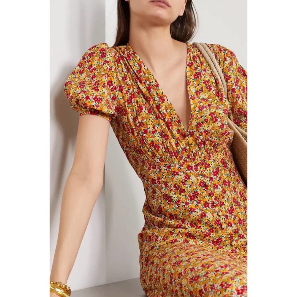 Faithfull the Brand Yellow Floral Midi Dress - Picture 12 of 12
